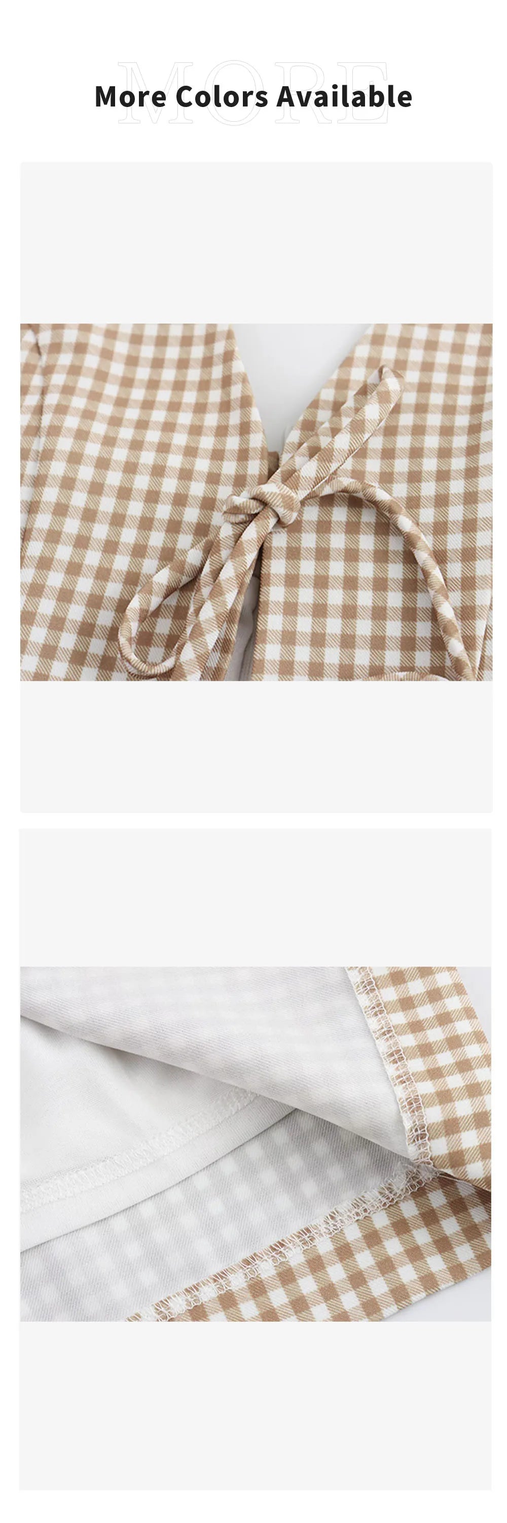 Chic Bow Checkered Dress With Hanging Neck Strap For Women