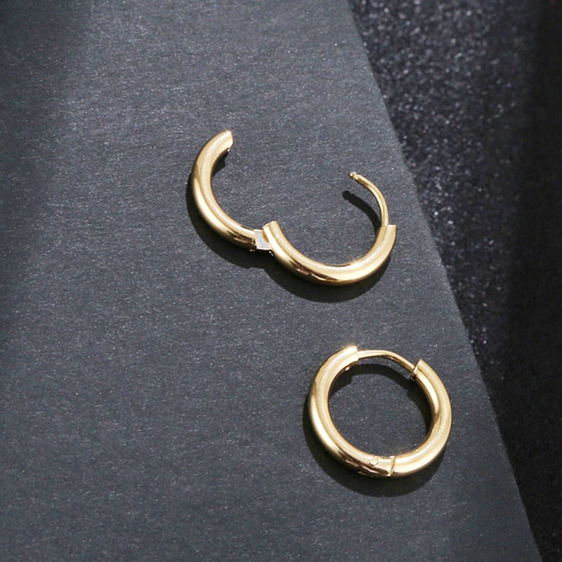Unisex Black and Gold Stainless Steel Earrings for Punk Gothic Style Piercing Jewelry
