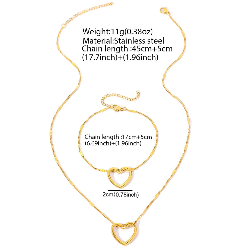 Stainless Steel Twisted Heart Jewelry Set for Women - Elegant Luxury Anniversary Gift