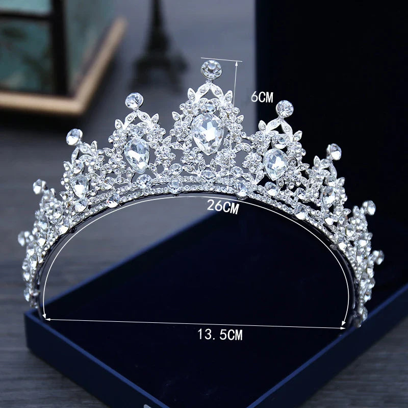 Silver Crystal Bridal Tiara Crown Wedding Hair Accessories Handmade Headpiece for Bride and Bridesmaid