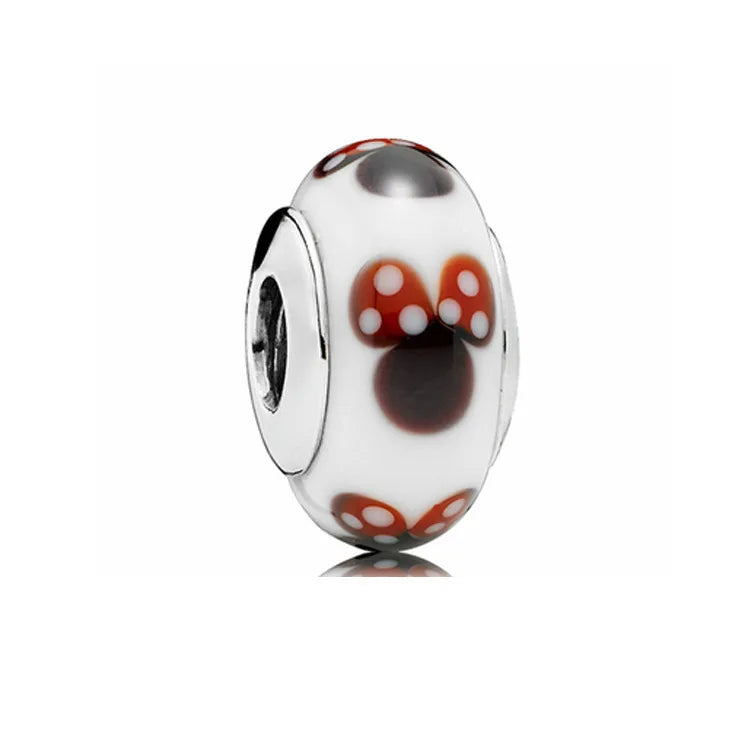 Disney 925 Sterling Silver DIY Charm Compatible With 3mm Bracelets Featuring Mickey Mouse Ferris Wheel And Suitcase Designs