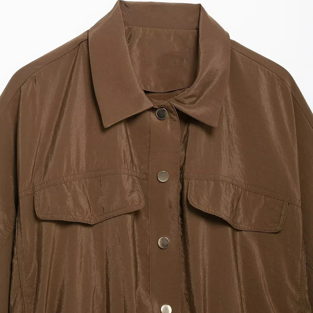 Women's Chic Pleated Tops and Trousers Set with Lapel Long Sleeves and High Waist Pants for Spring Summer Fashion