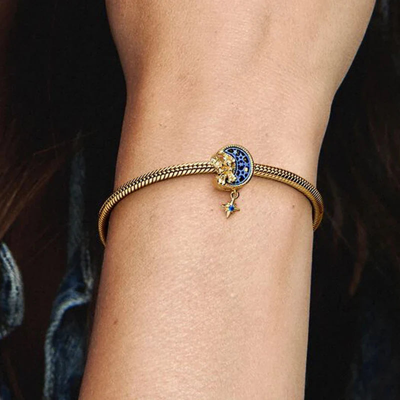 925 Sterling Silver Disney Minnie Mickey Charm Bead for Original Pendant Bracelet DIY Jewelry