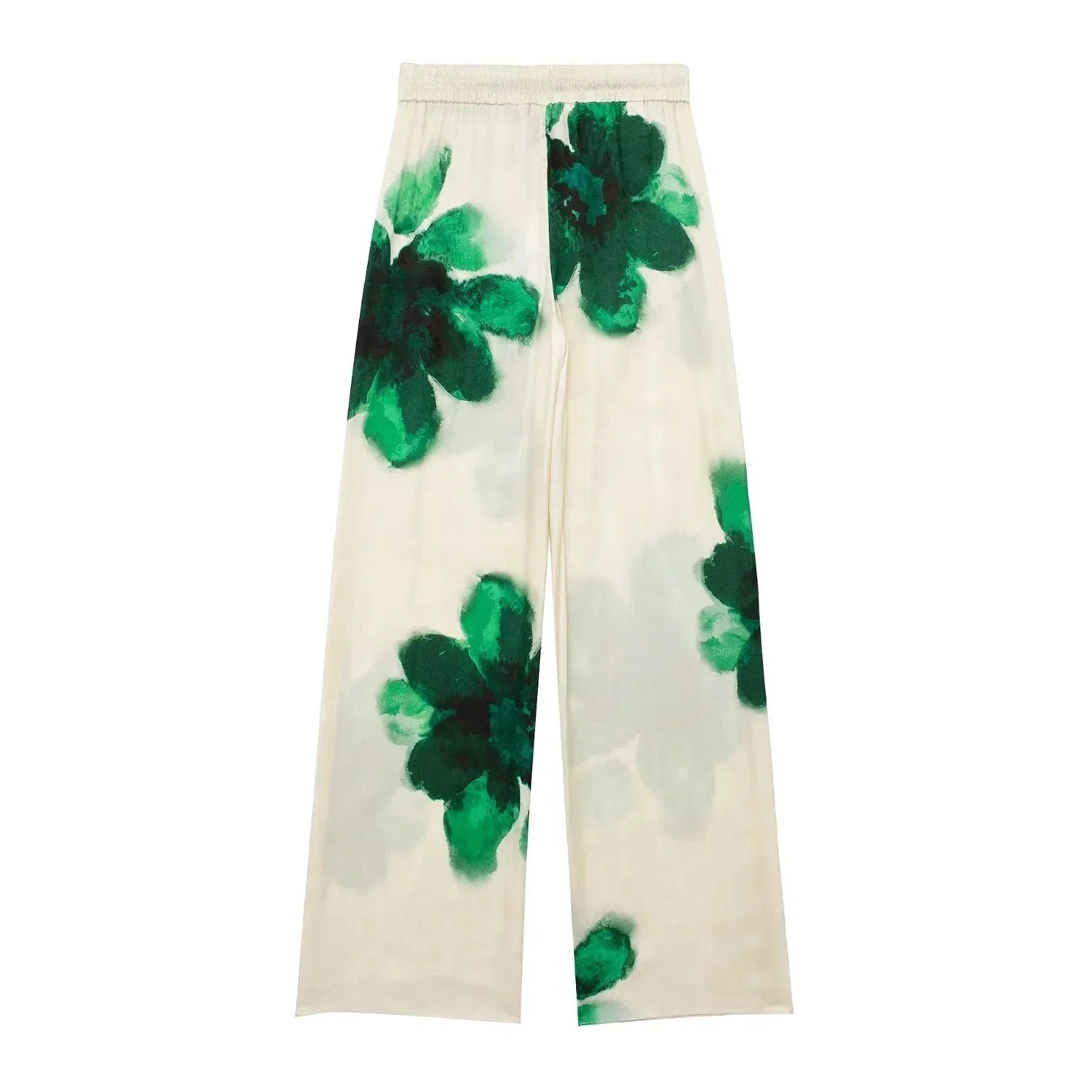 Elegant Floral Print Two-Piece Suit for Women Long Sleeve Lapel Blouse and Drawstring Wide Leg Pants Casual Summer Outfit