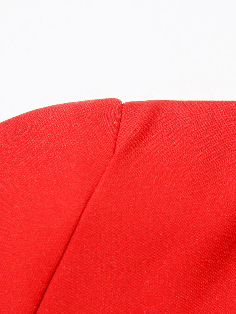 Hollow Out Patchwork Dress For Women V Neck Long Belted