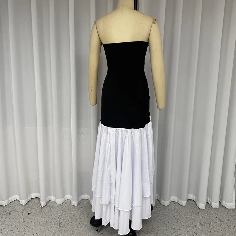 Backless Mermaid Party Dress for Women Sleeveless Ruffled