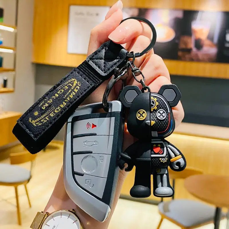 Cute Cartoon Mechanical Bear Keychain Pendant for Bags and Accessories