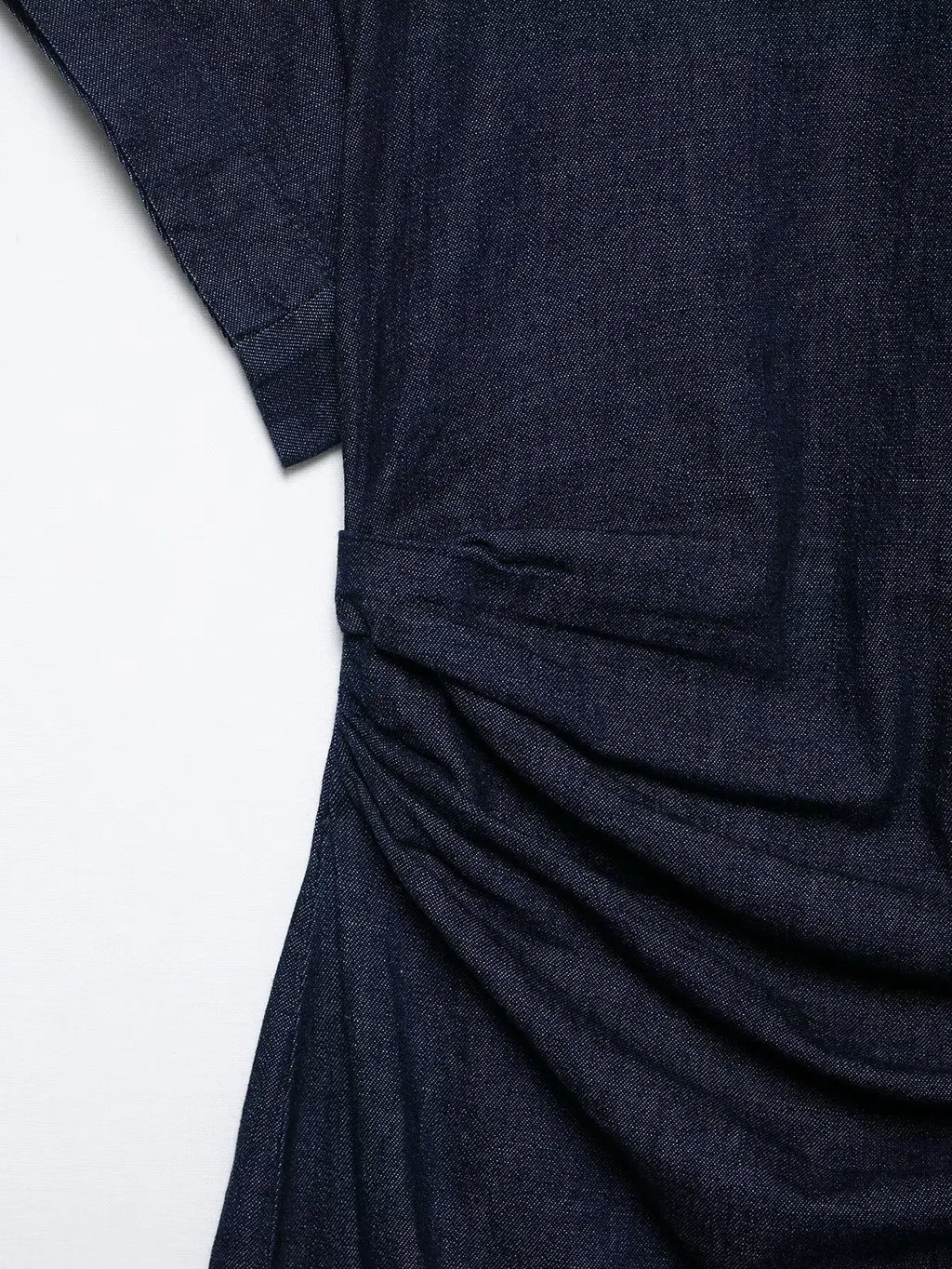 Pleated Slit Dress Round Neck Short Sleeves High Waist Chic