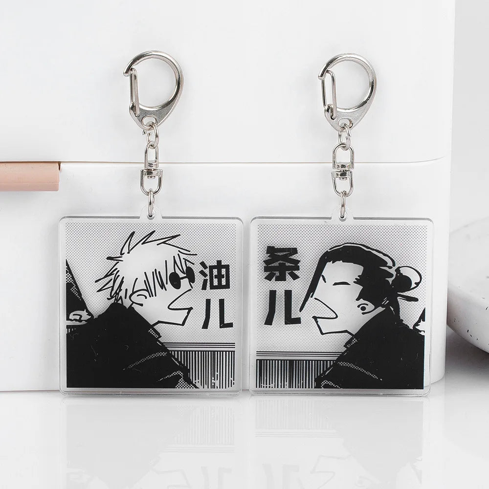 Anime Keychain Satoru Gojo and Geto Suguru Acrylic Pendant Cute Backpack Accessory