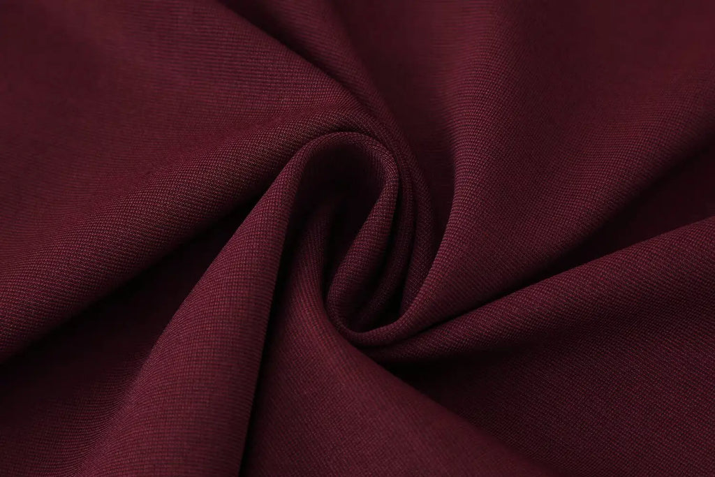 Casual Chic Red Women Elastic Two-Piece Set Long Sleeve Slim O Neck Top with High Waist Wide Leg Pants Stylish Spring Summer Outfit