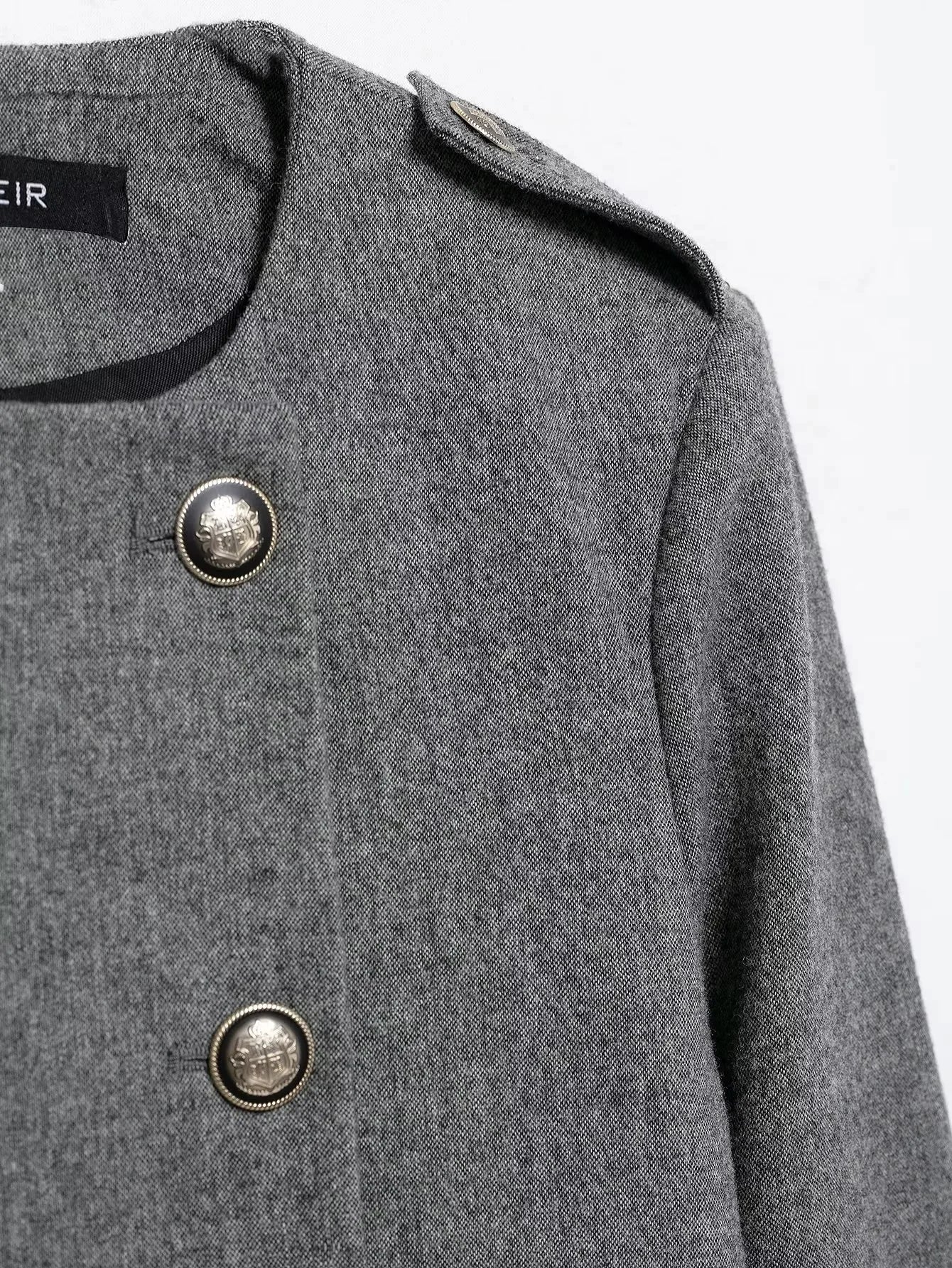 Double Breasted Epaulet O Neck Jacket with Chic Sashes and Pleated Mini Skirt Women's Streetwear Suit