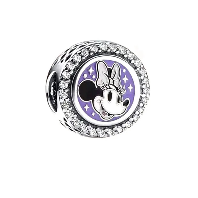 925 Sterling Silver Disney Minnie Mickey Charm Bead for Original Pendant Bracelet DIY Jewelry
