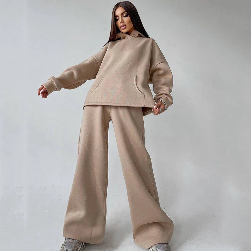 Women Oversized Tracksuit Set with Hoodie and Sweatpants Comfortable Two Piece Outfit