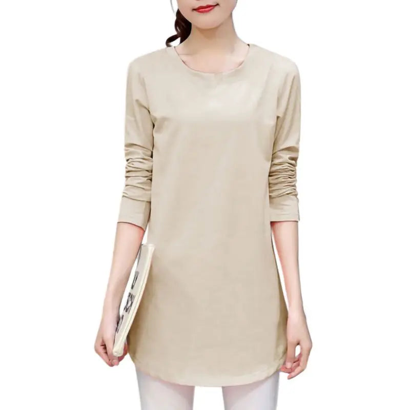 Women Slim Fit Long Sleeve Casual Blouse in Solid Colors