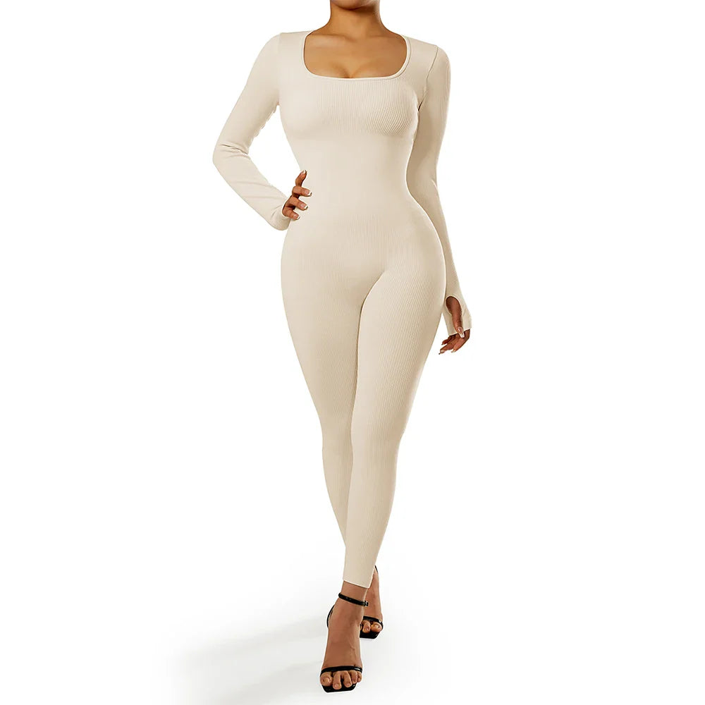 Bodycon Slim Fit Zipper Jumpsuit for Women Casual Brown Fitness Romper Streetwear Playsuit Overall