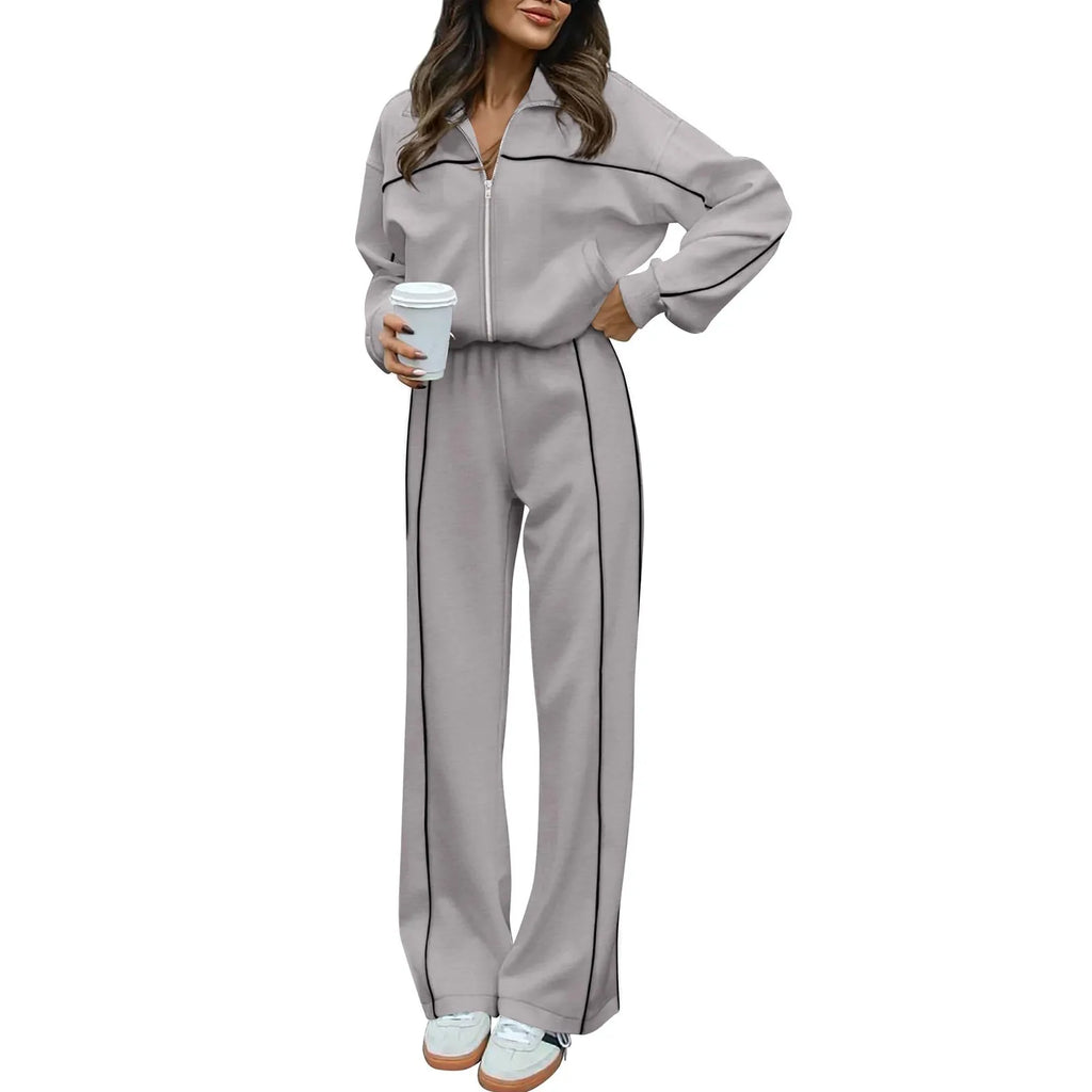 Women's Two Piece Jogger Sweatsuit Set with Long Sleeve Sweatshirt and Jogger Pants