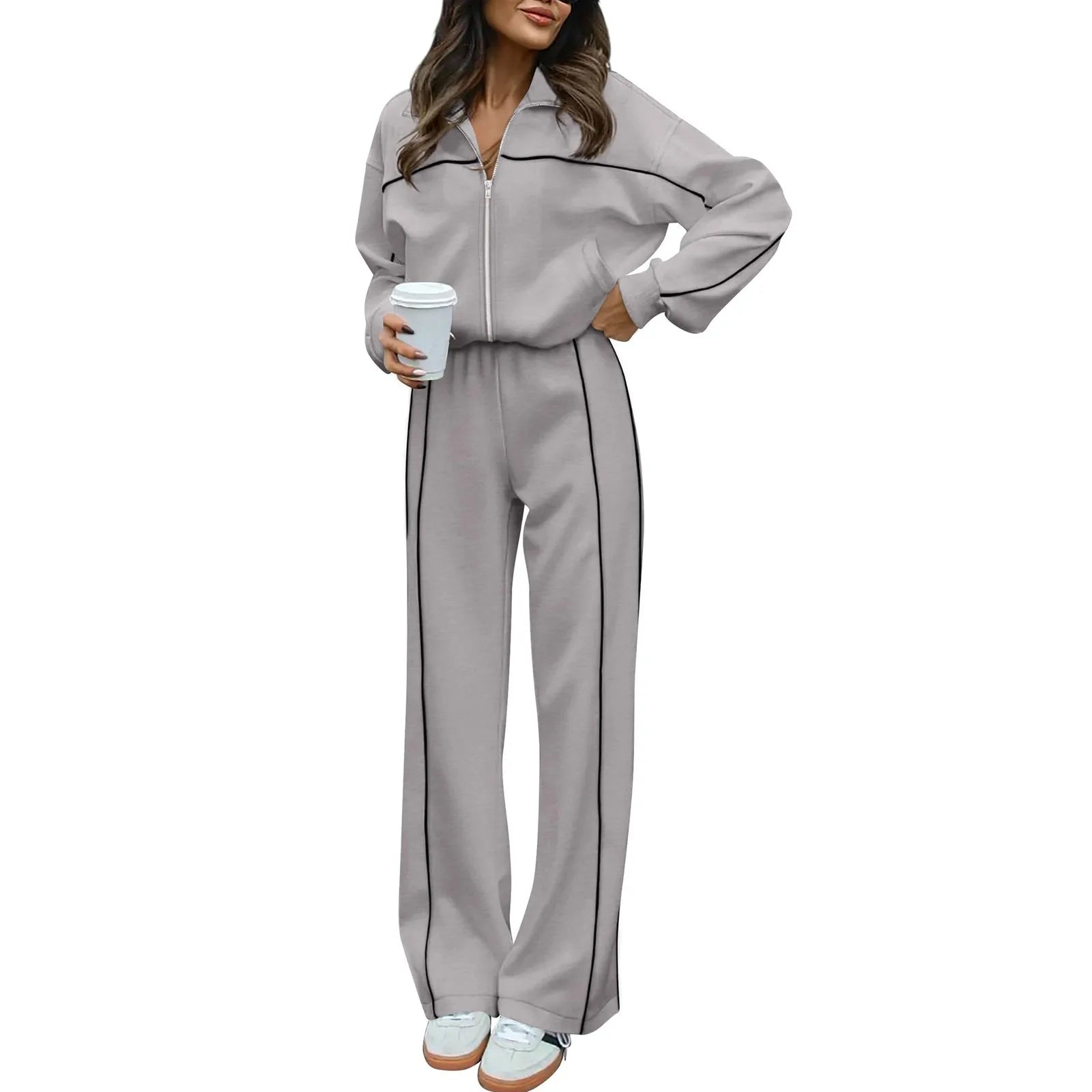 Women's Two Piece Jogger Sweatsuit Set with Long Sleeve Sweatshirt and Jogger Pants