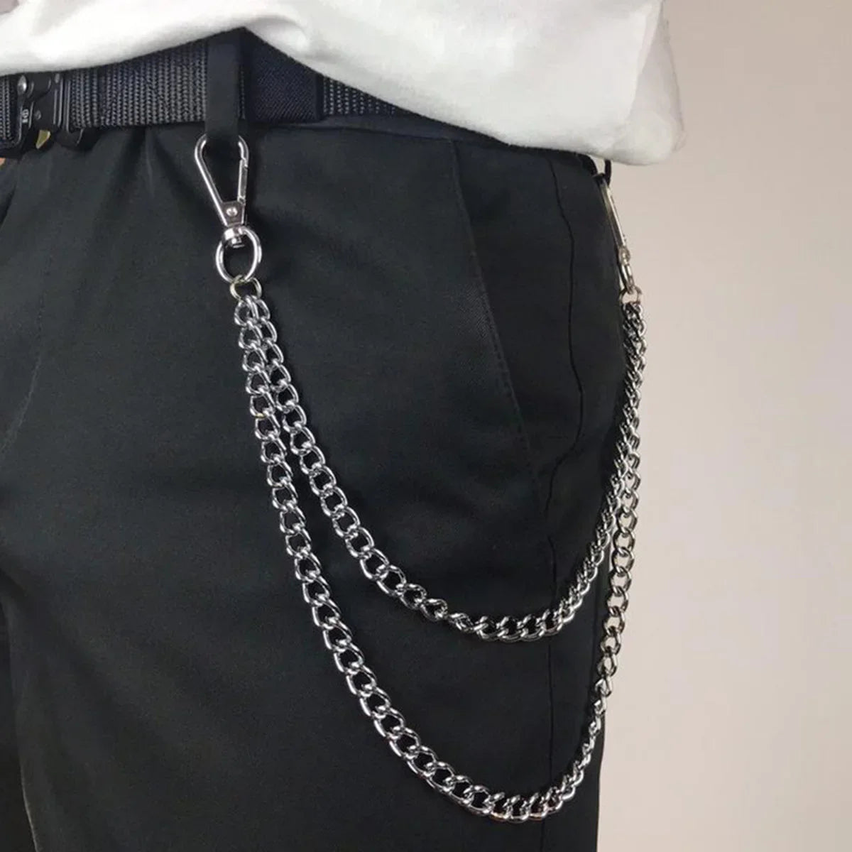 Punk Style Metal Waist Chain Hip-Hop Jeans Accessory for Unique Fashion Statement