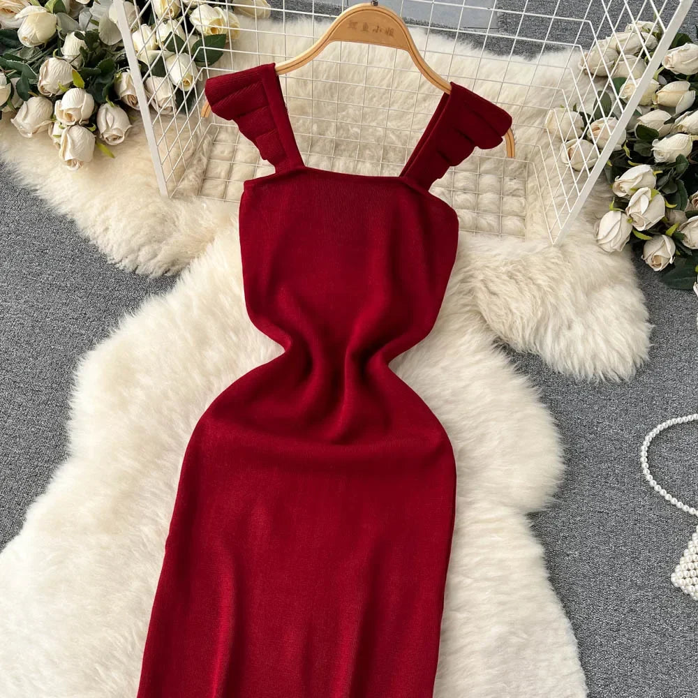 Sleeveless Wrap Midi Dress Hollow Split For Summer Beach