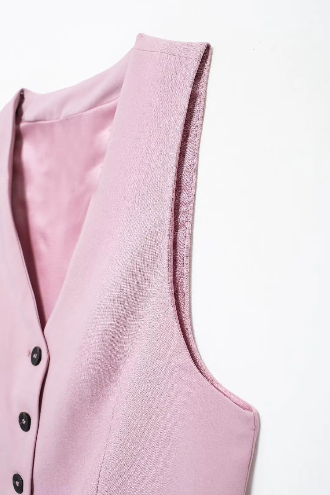 Solid Sleeveless V-Neck Vest and High Waist Zipper Loose Pants Set for Office and Casual Wear