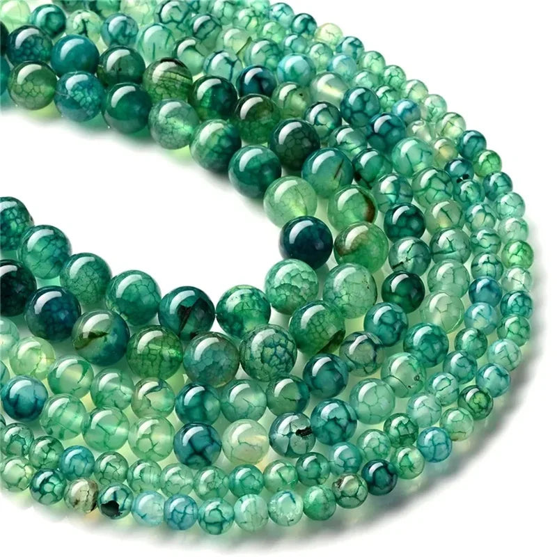 Natural Green Dragon Agate Round Loose Spacer Beads for DIY Jewelry Making Bracelet and Necklace Accessories 4 6 8 10MM