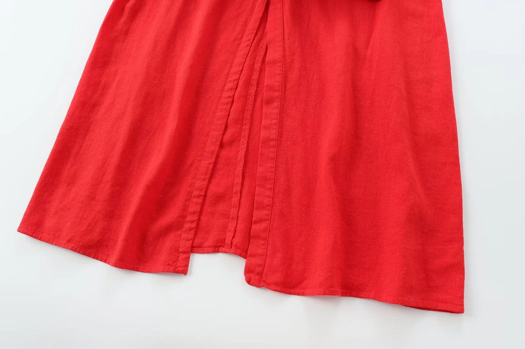 Linen Blended Suspender Dress For Women Summer French