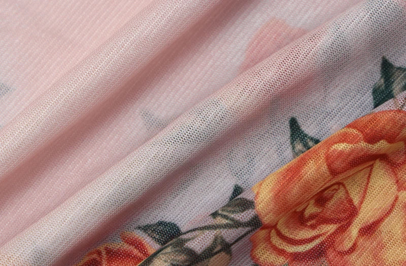 Sheer Mesh Floral Maxi Dress Long Sleeve Beachwear