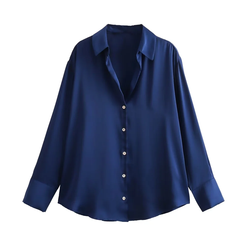Women's Casual Loose Silk Satin Shirt with Versatile Soft Texture and Elegant Design
