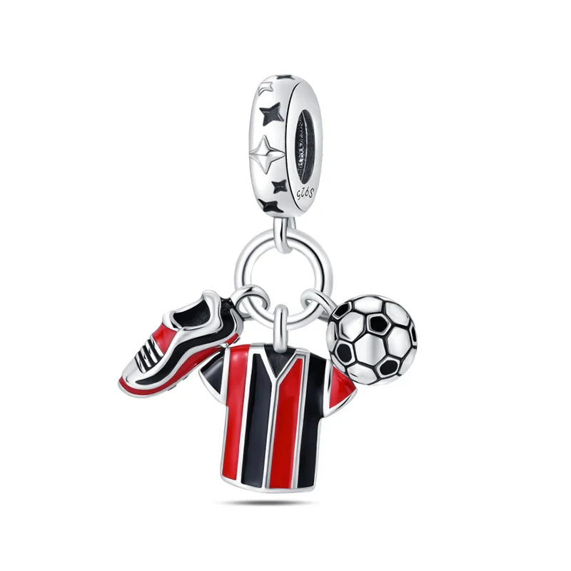 925 Silver Red Charms Beads for DIY Jewelry Bracelets Featuring Strawberry Ladybird and Lipstick Design