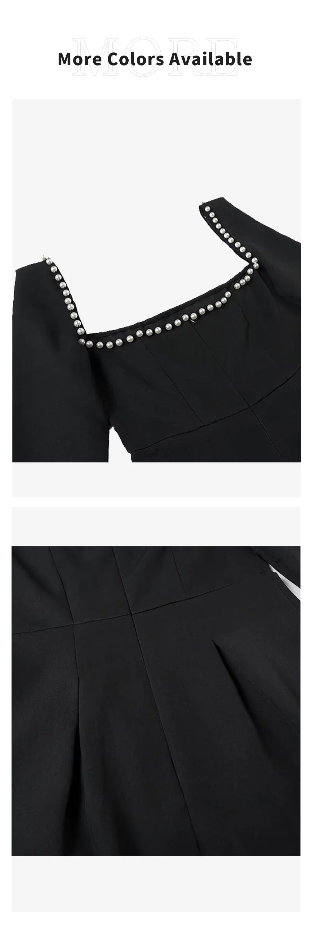 Pearl Embellished Square Neck Dress Slim Fit A Line