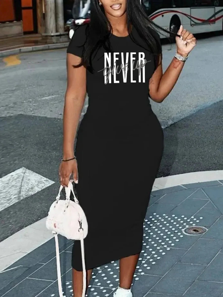 Women's Casual Slim Fit Dress Inspirational Quote Dress