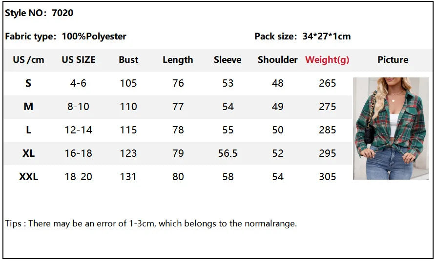 Women Plaid Button Up Shirt Loose Fit Warm Long Sleeve Casual Blouse with Pockets Autumn Winter Checkered Top Preppy Y2K Harajuku Style