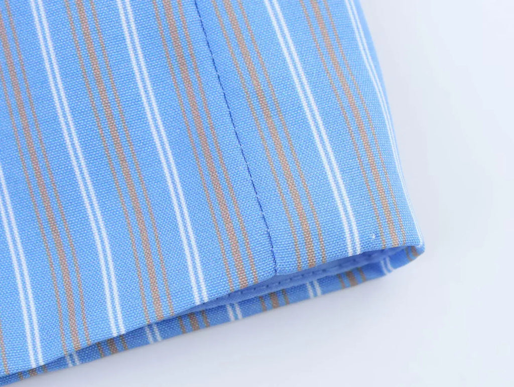 Asymmetric Striped Vest Pants Suit for Women with Round Neck Sleeveless Top and Elastic Waist Pants, Casual Chic Outfit for Spring and Summer