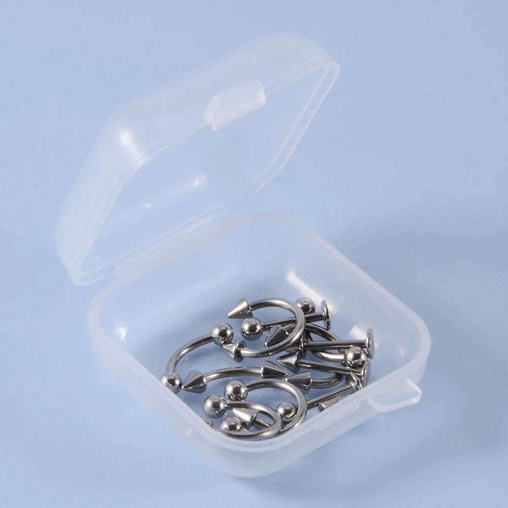 12 Piece Surgical Steel Piercing Jewelry Set with Gold Plated Black Rainbow Ear Nose and Eyebrow Labret 8mm