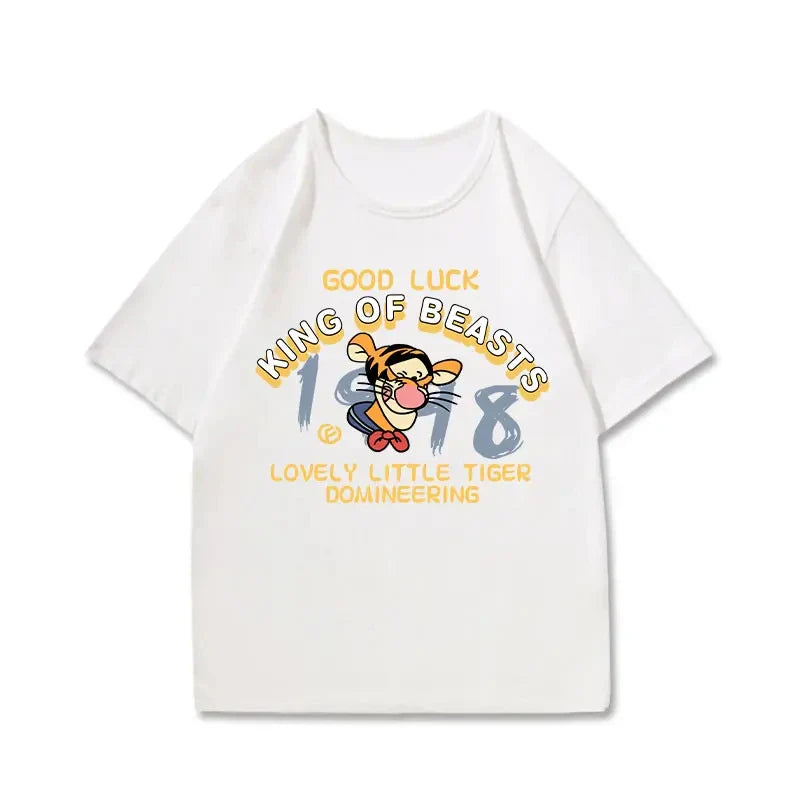 Cartoon Disney Tigger Printed Women's Cotton T-Shirt Casual Short Sleeve Top