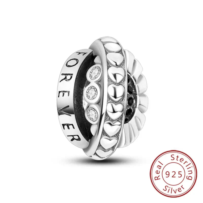 Fit Original 925 Sterling Silver Clip Charms with Zircon and Silicone Spacer Beads for Women DIY Bracelet Gift