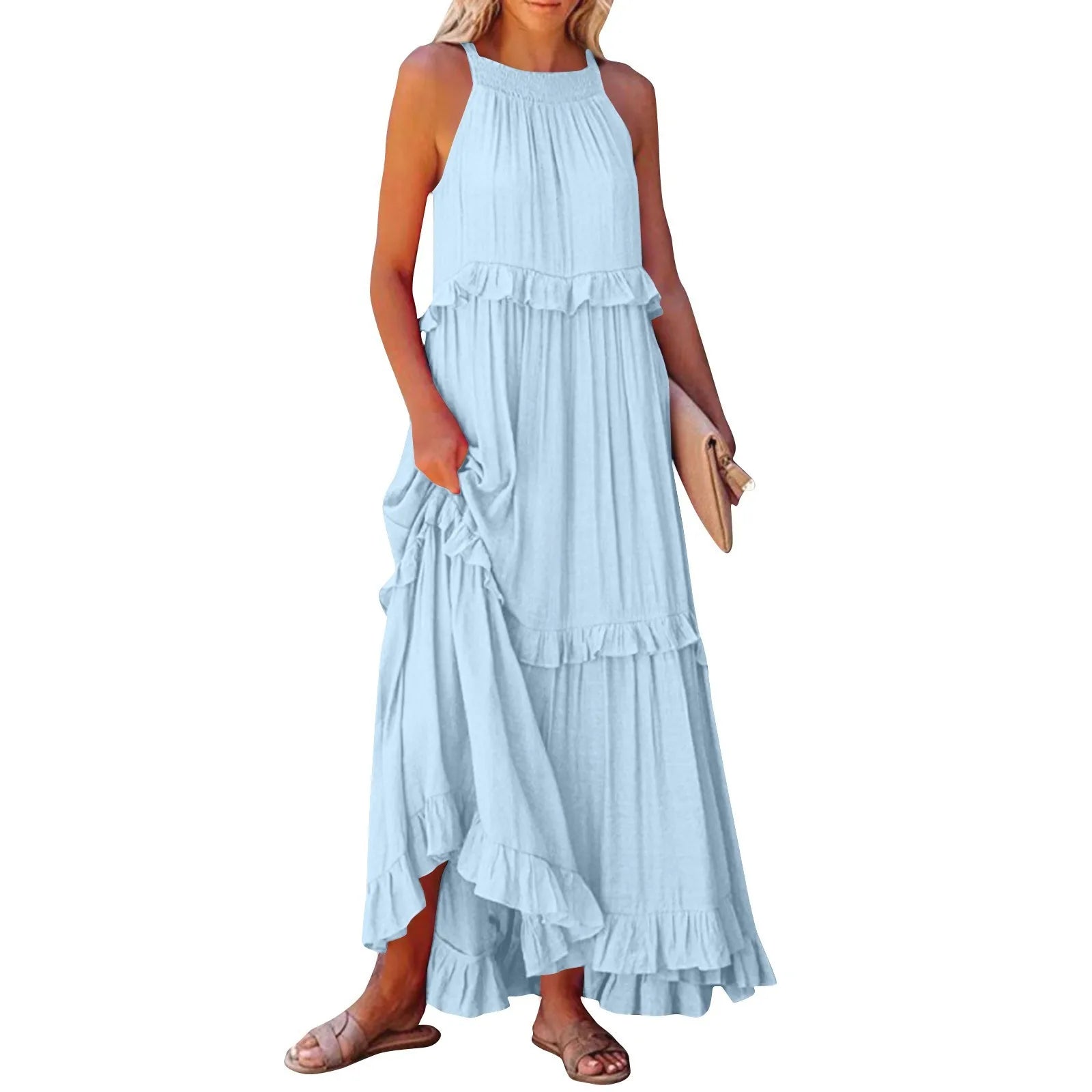 Women Summer Maxi Dress Lightweight Beach Swing Dress