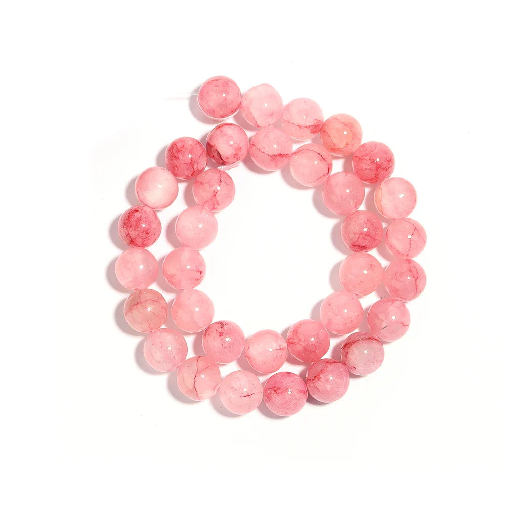 Natural Pink Persian Jade Stone Beads Loose Spacer Gem Beads for Jewelry Making DIY Bracelet and Necklace Accessories