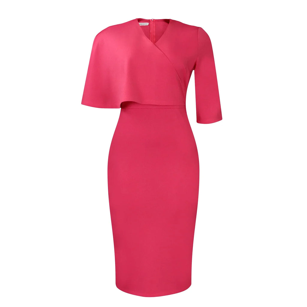 Women's Office Dress V Neck Solid Midi Formal Workwear