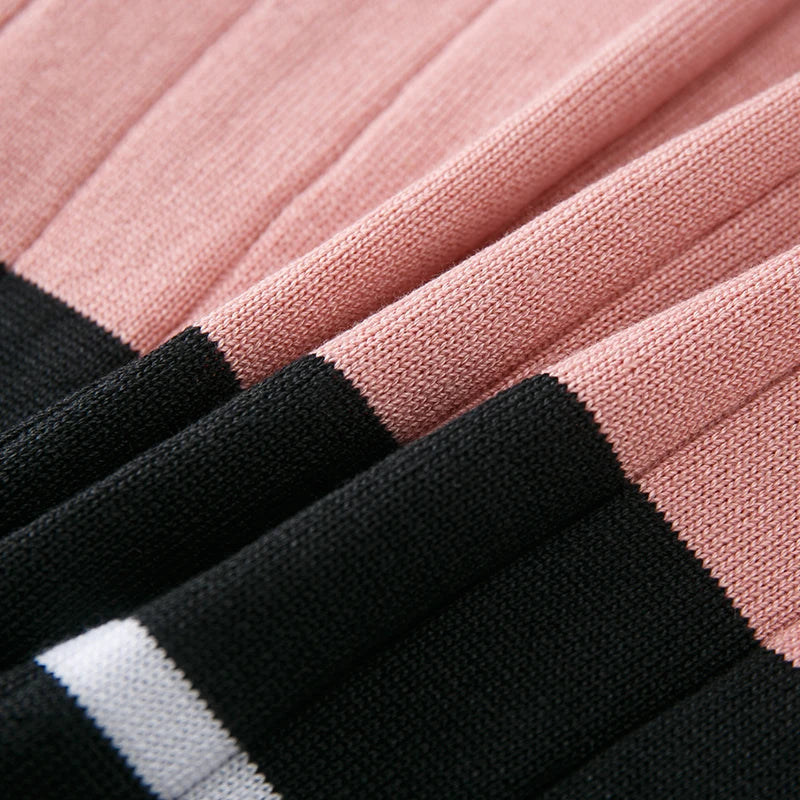 Wrap Bodycon Dress Women Knitted Striped Long Summer Dress