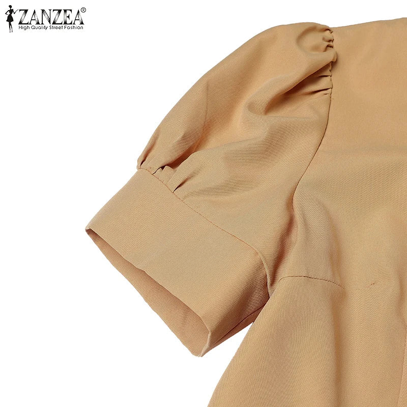 Puff Sleeve Square Collar Sheath Dress For Women Summer