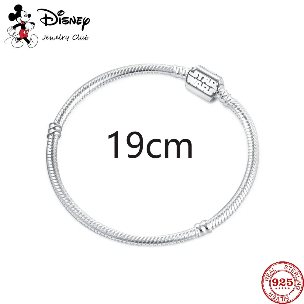 925 Sterling Silver Mickey Minnie Charm Beaded Fit Snake Bracelet DIY Ladies Jewelry