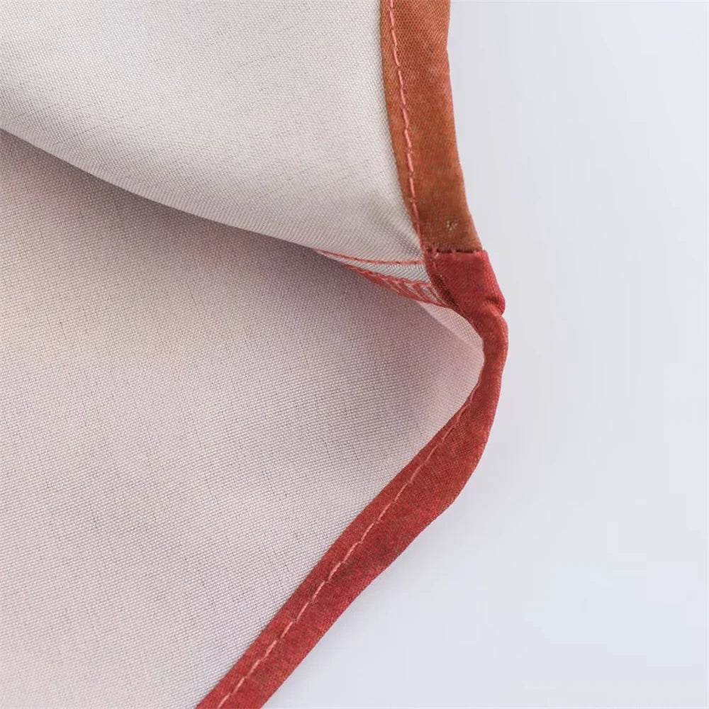 Spring Collar Long Sleeve Single Breasted Women's Casual Shirt with Geometric Print and Silk Texture