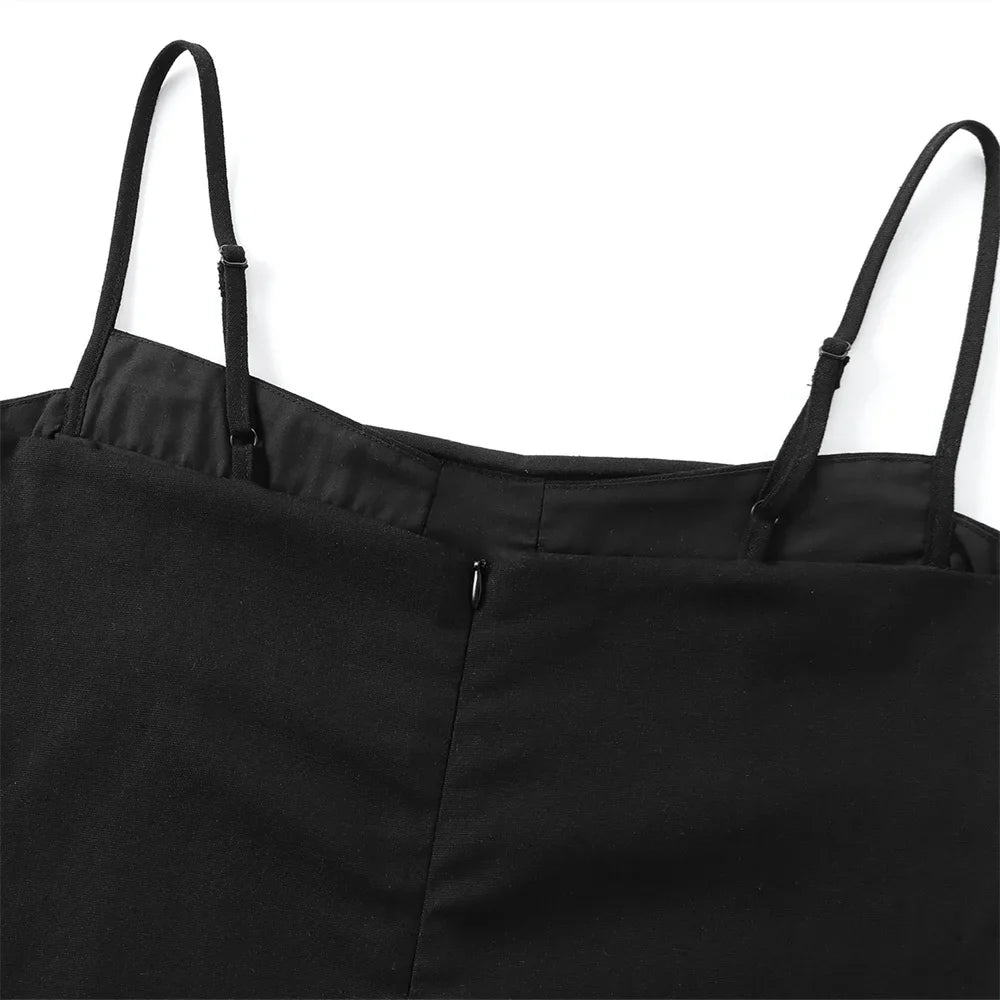 Sexy Backless Straight Neck Solid Color Suspender Short Jumpsuit for Women Casual Summer Fashion