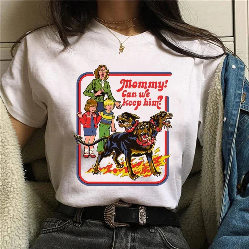 Harajuku Demon Graphic T Shirt Women Scary Devil Print Funny Satanism Tee