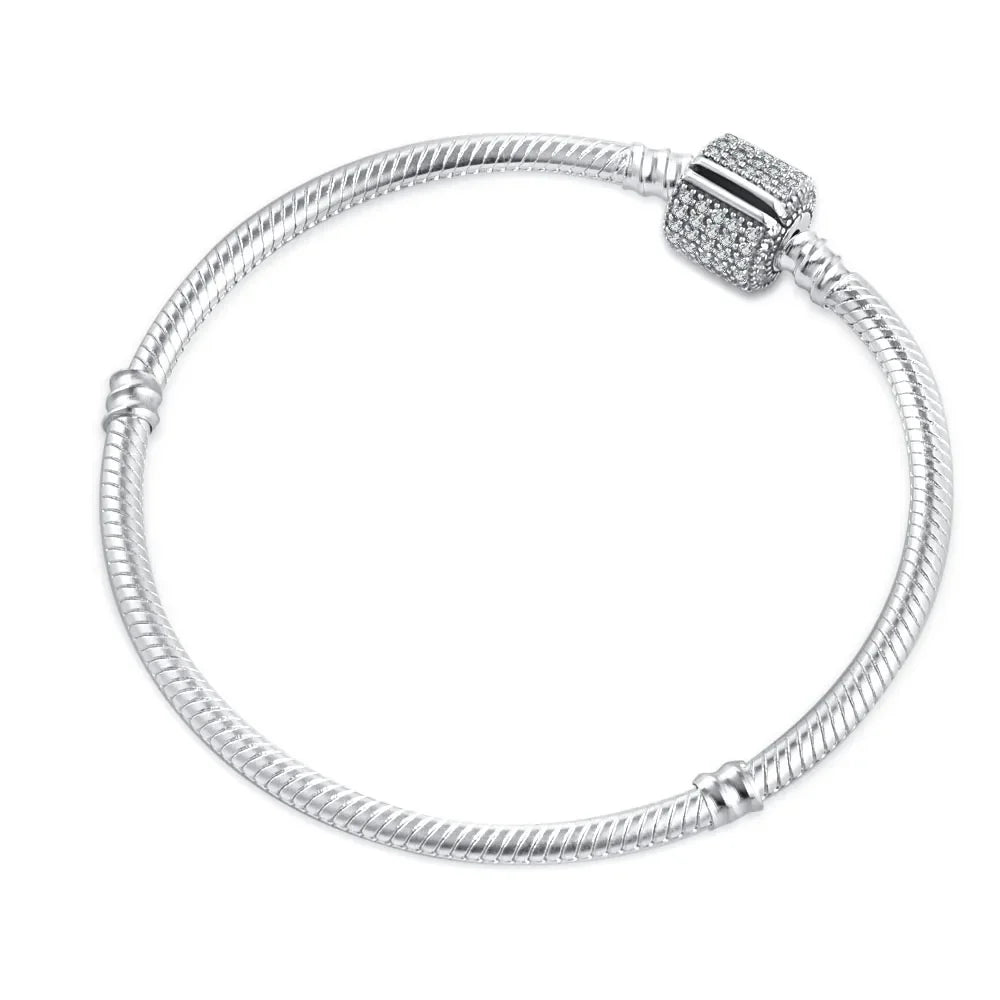 Heart-Shaped Buckle Crown Moon Stars Bracelet with Bead Pendant for DIY Women Jewelry