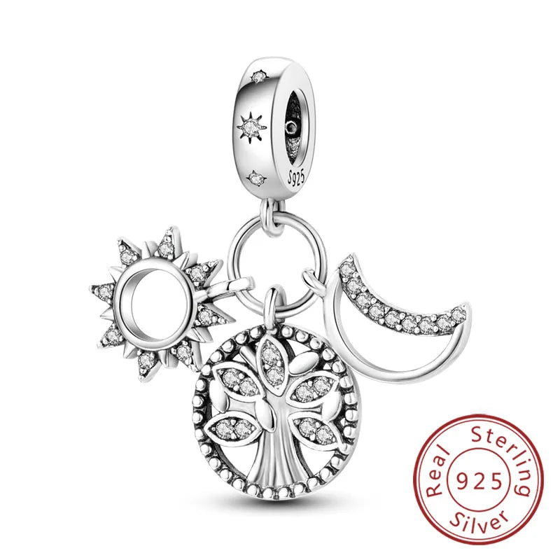 925 Sterling Silver Forever Love Heart Charms Beads for Sister Family Bracelet Jewelry Gifts