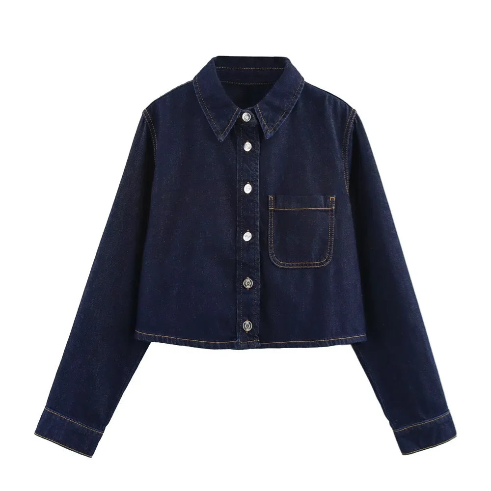 Women's Versatile Denim Long Sleeve Shirt and Pants Set for Casual Spring and Summer Wear