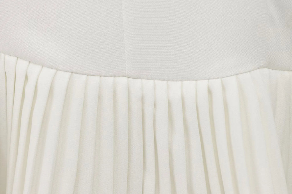 Elegant Womens Sleeveless Solid Mini Dress With Pleated Hem