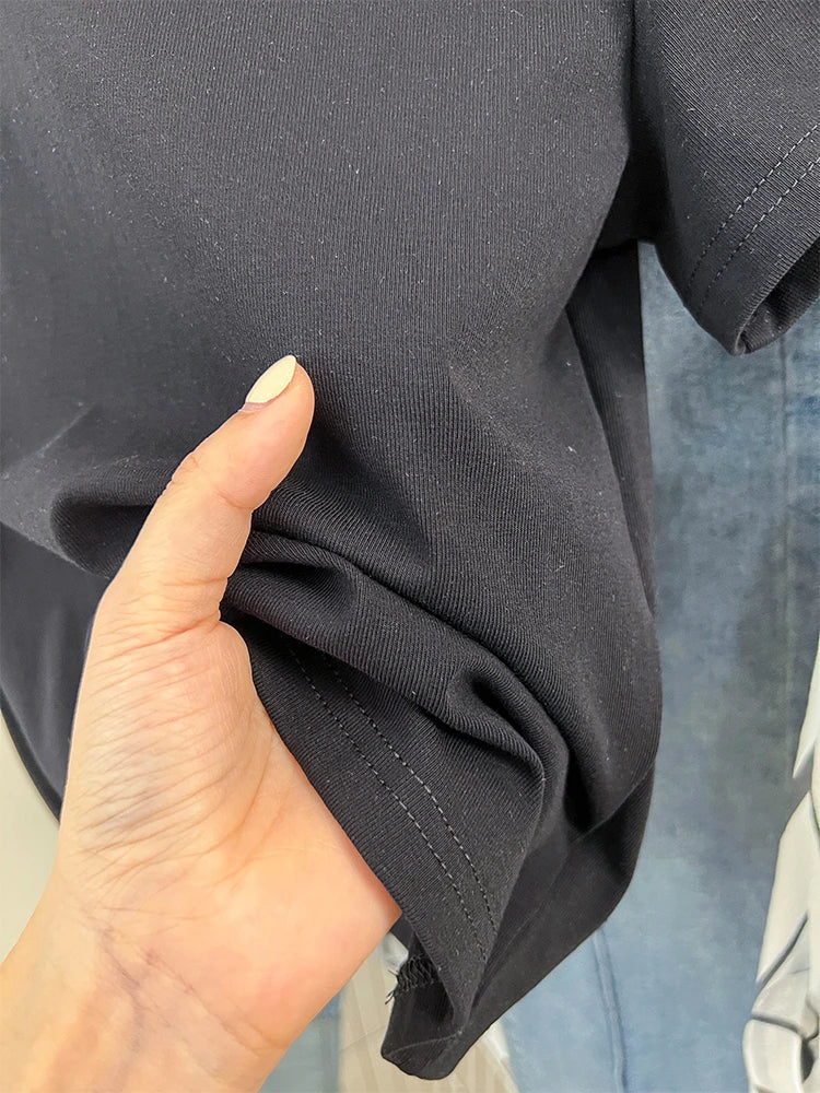 Oversized Cotton T-Shirt for Women, Short Sleeve Spring Tee with Trendy Print, Casual Y2K Style Top